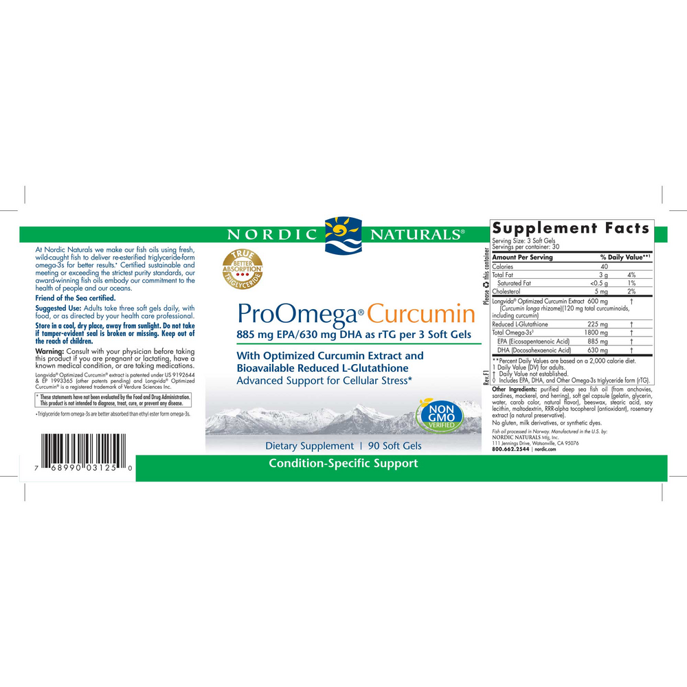 Nordic Naturals ProOmega Curcumin 90 soft gels