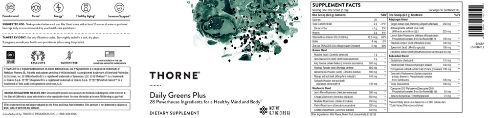 Thorne Daily Greens Plus