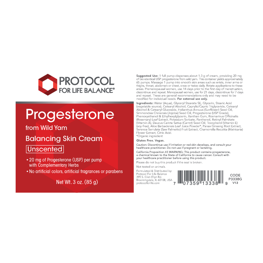 Protocol for Life Balance Progesterone from Wild Yam Cream 3 ox