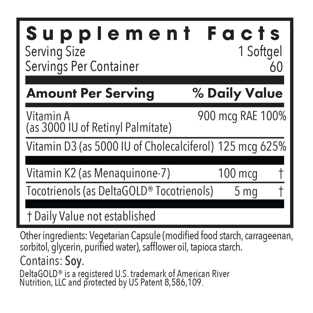 Allergy Research Group Vitamin D3 Complete 5000 High Potency with A and K2 60sg