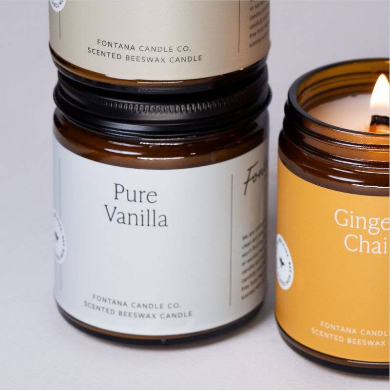 Fontana Candle Co. Pure Vanilla Essential Oil Beeswax Jar Candle: Non-Toxic