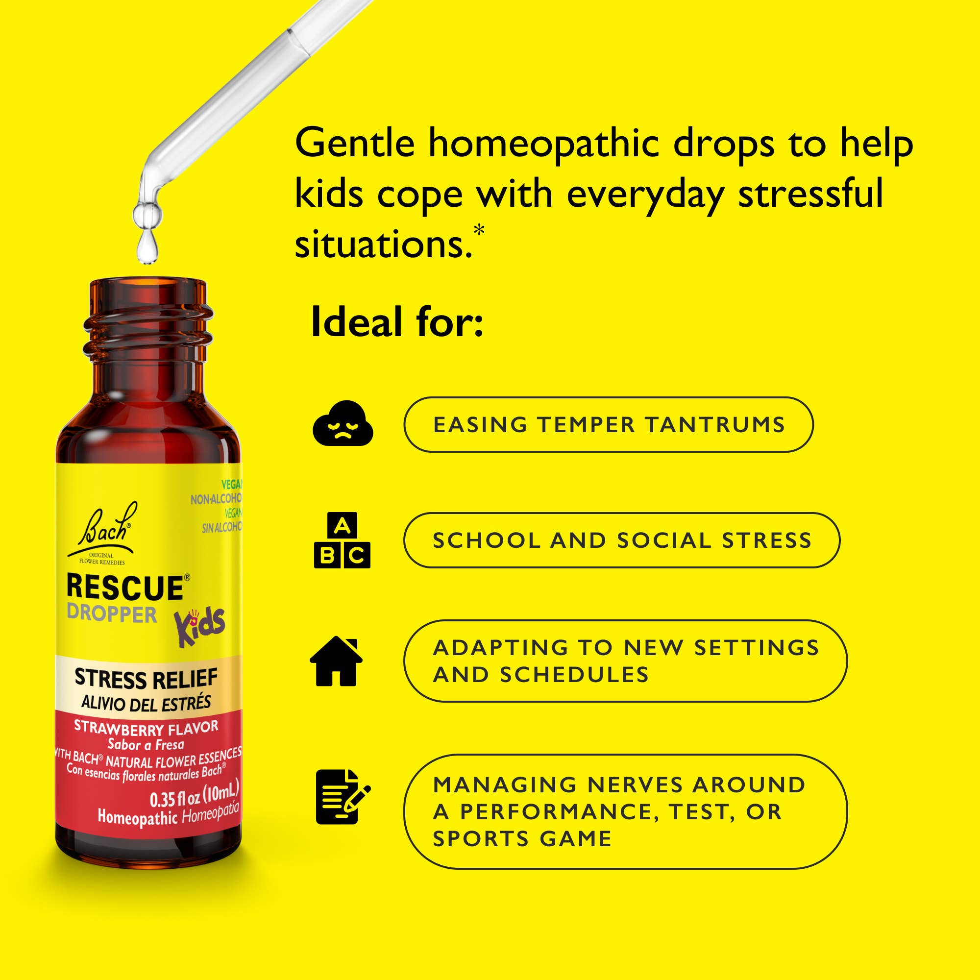 RESCUE Kids Stress Dropper, Natural Strawberry Flavor