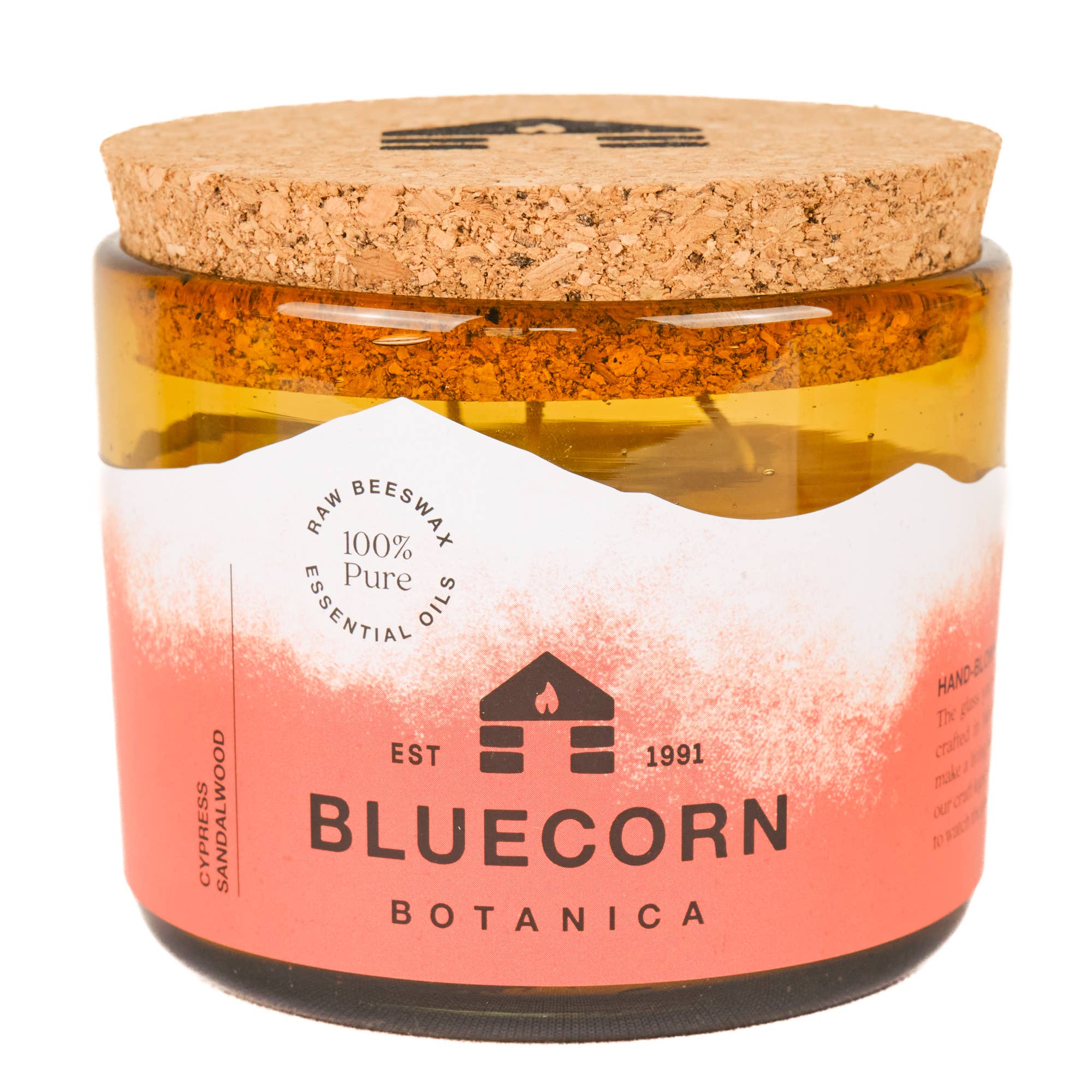 Bluecorn Scented Beeswax Candles - Pure Essential Oils - Blown Glass
