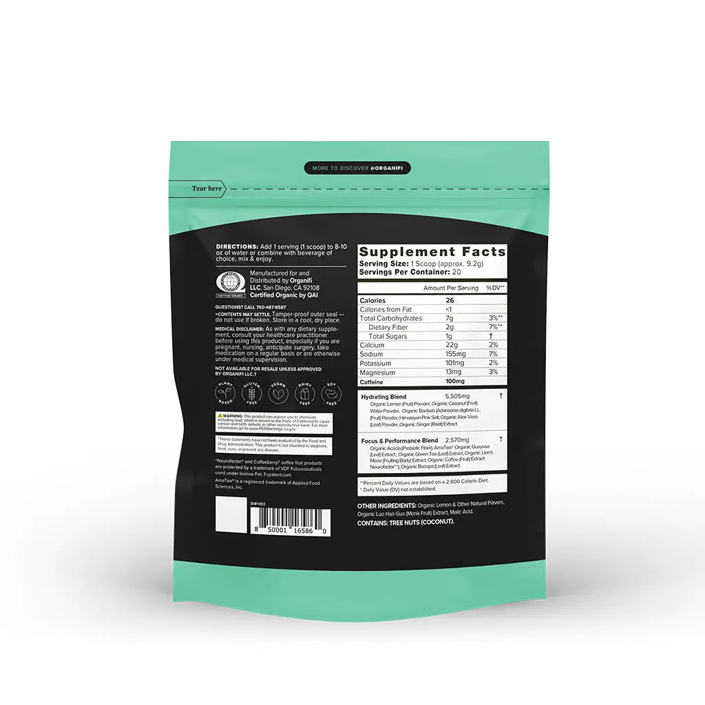 Organifi Peak Power for Focus, Performance & Hydration 20 servings