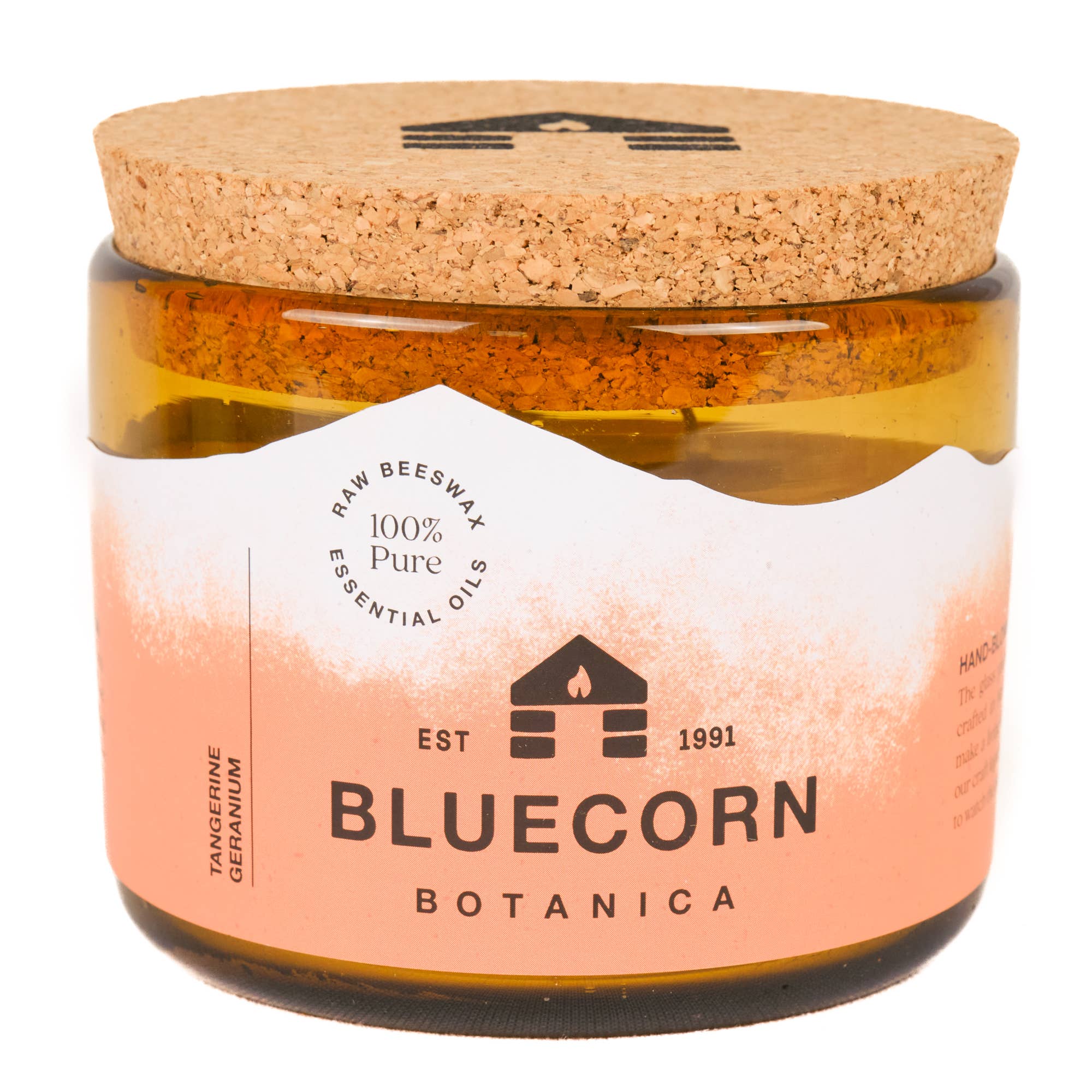 Bluecorn Scented Beeswax Candles - Pure Essential Oils - Blown Glass