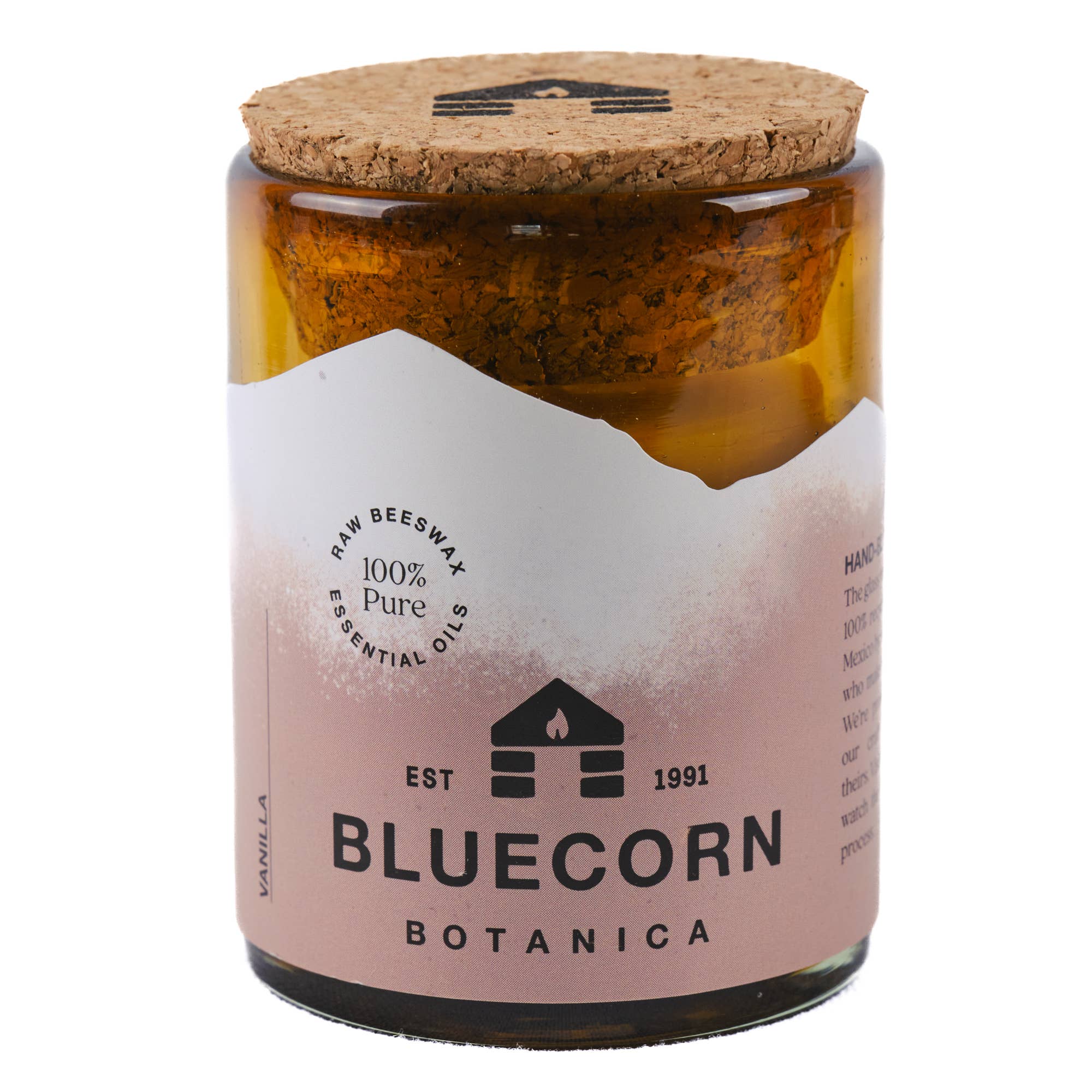 Bluecorn Scented Beeswax Candles - Pure Essential Oils - Blown Glass