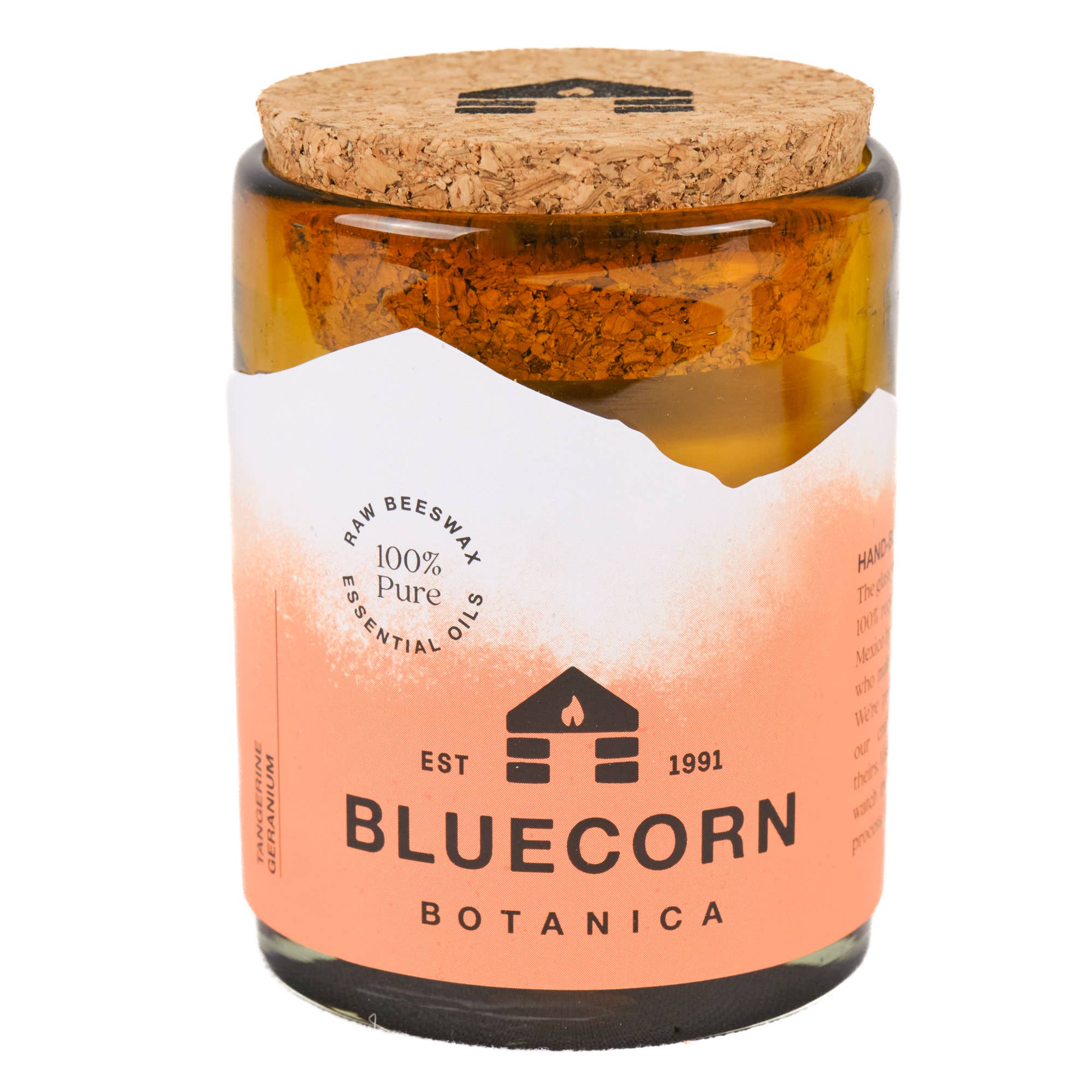 Bluecorn Scented Beeswax Candles - Pure Essential Oils - Blown Glass