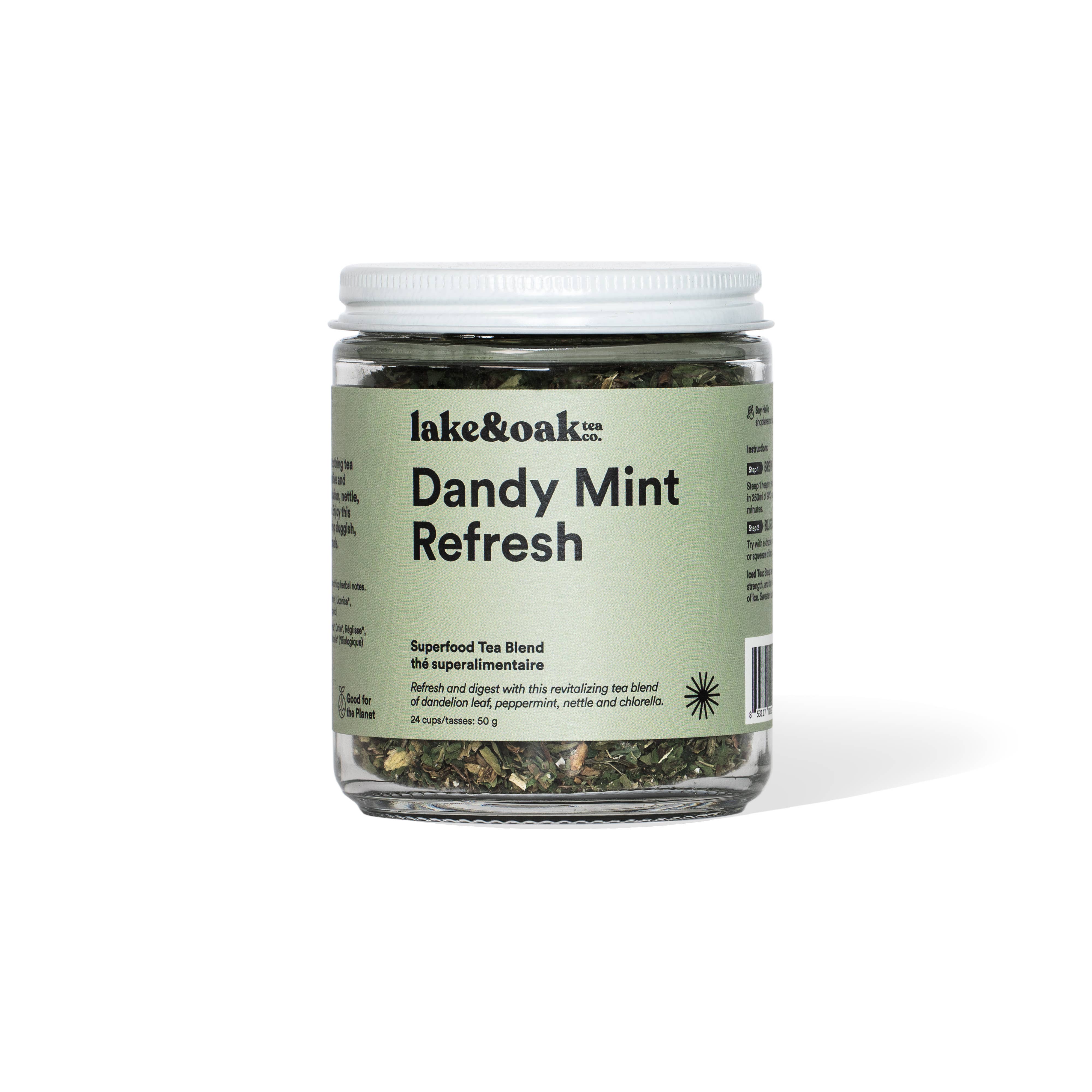 Lake & Oak Dandy Mint Refresh - Superfood Tea Blend 24 Servings