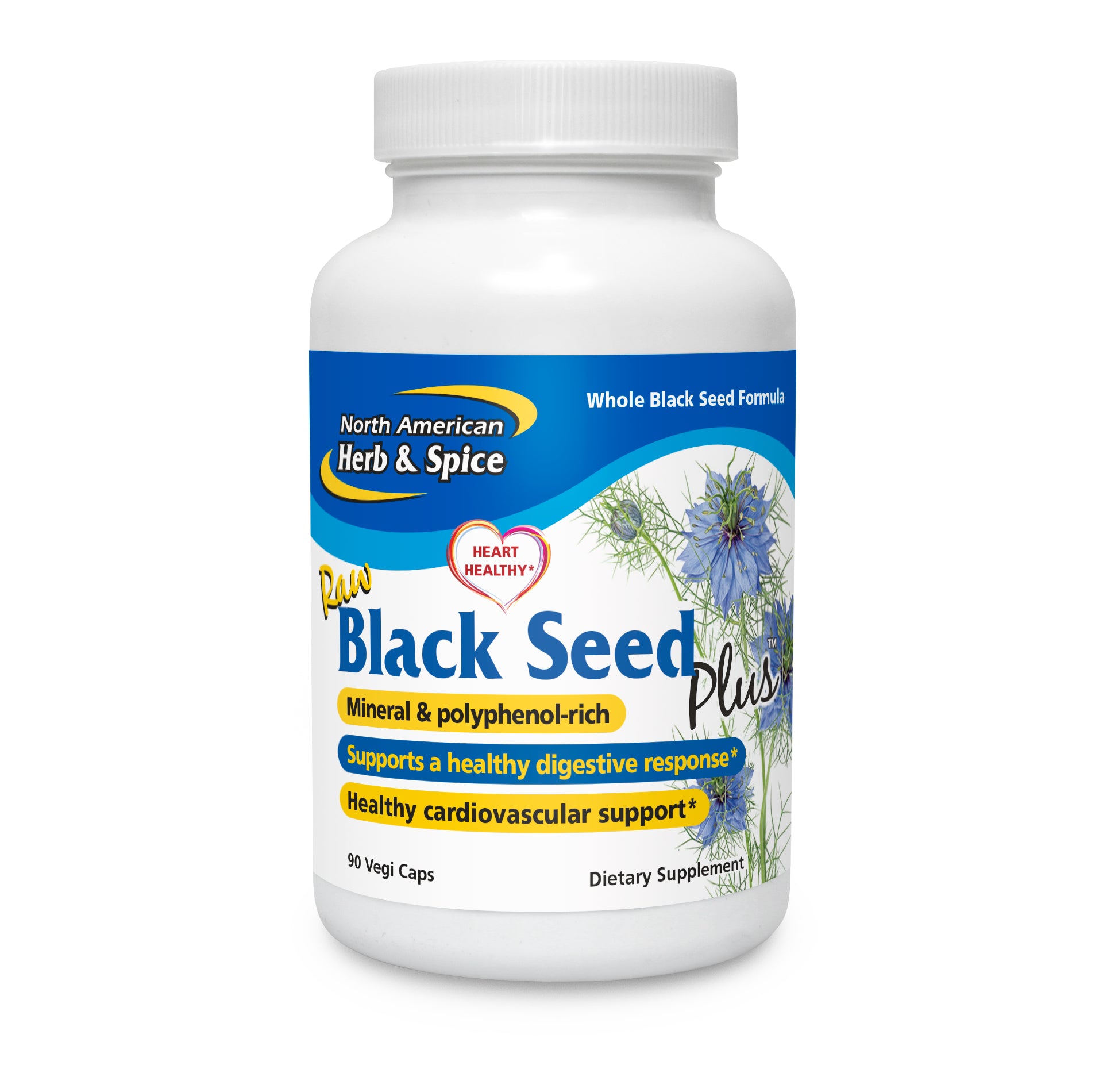 North American Herb & Spice Raw Black Seed Plus 90 Vegi caps