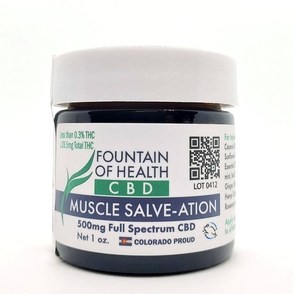 Fountain of health cbd Muscle Salve-Ation 500mg 1 oz.