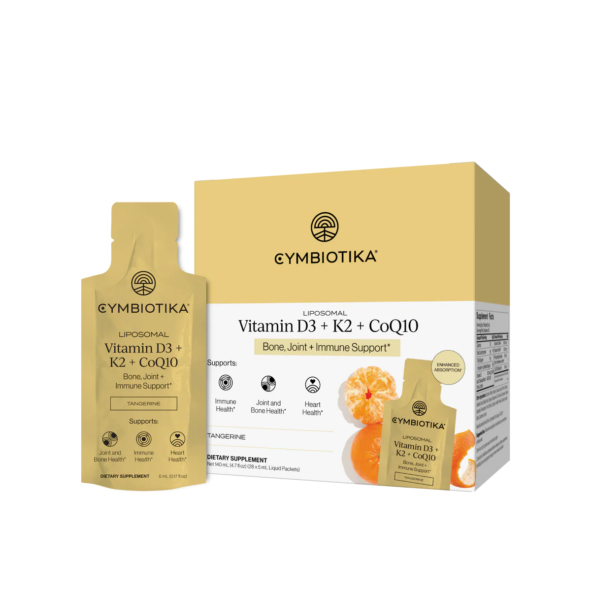 Cymbiotika Liposomal Vitamin D3 + K2+ CoQ10 28 Liquid Pack Box