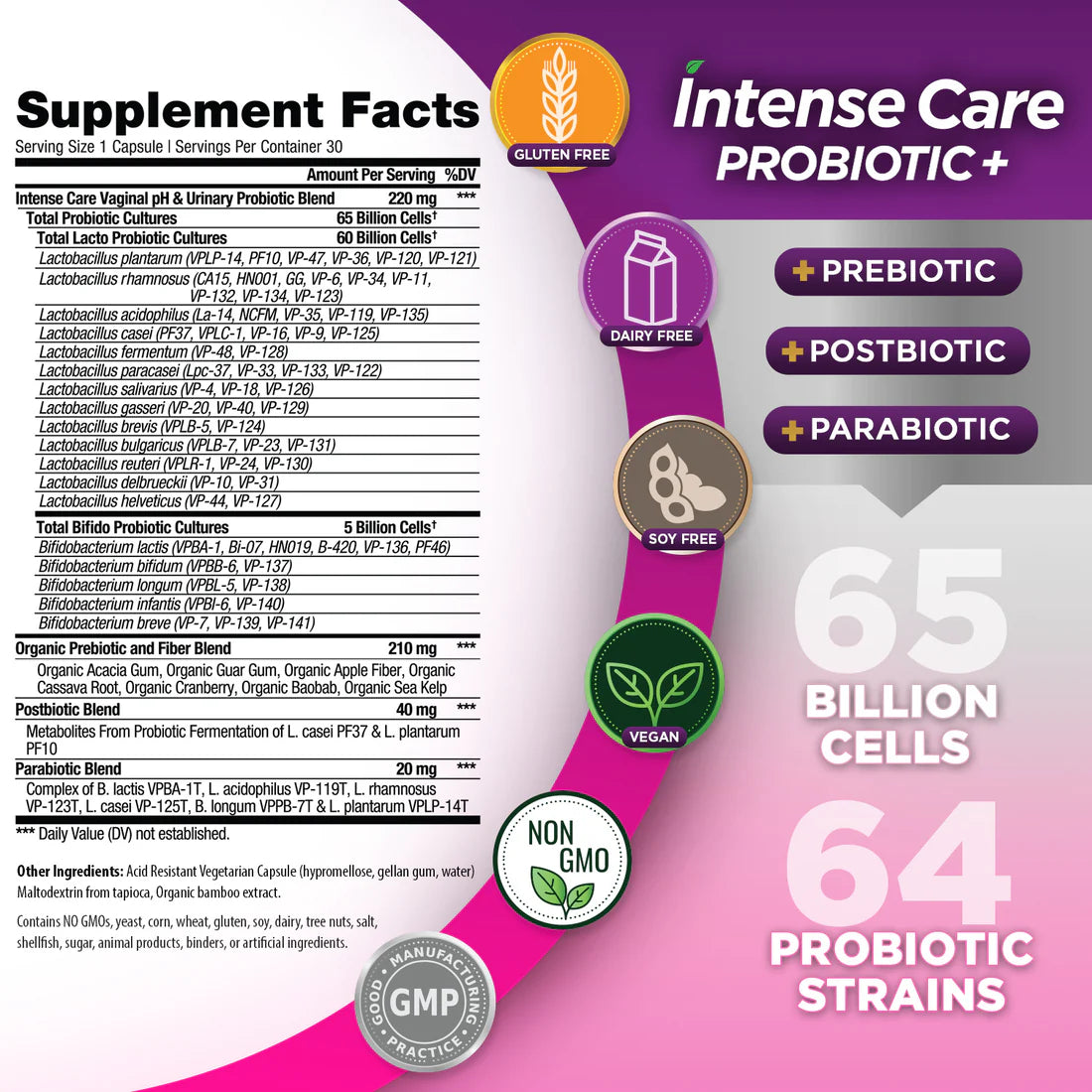 Vital Planet Intense Care Probiotic + Vaginal pH + Urinary 30ct