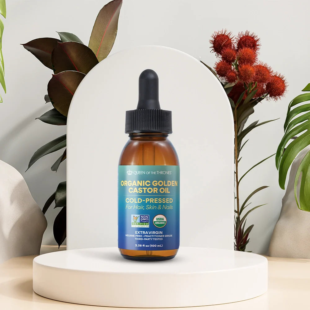 Queen of Thrones Organic Golden Castor Oil Dropper 3.38 oz
