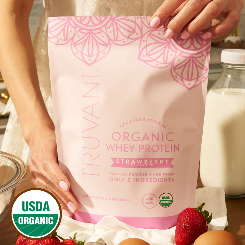 Truvani Organic Strawberry Whey Protein (20 servings)