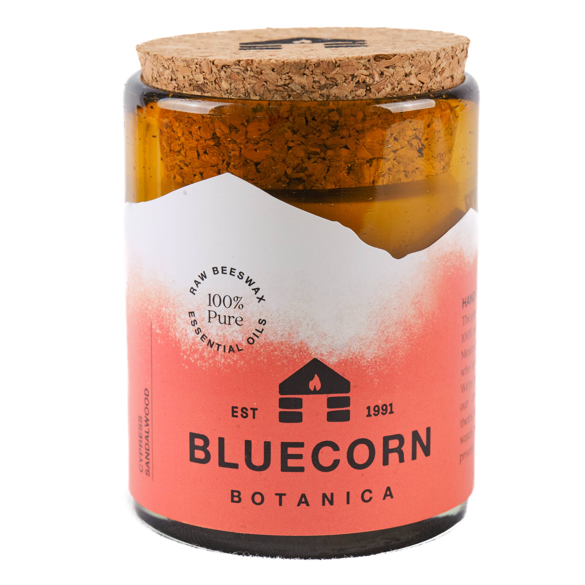 Bluecorn Scented Beeswax Candles - Pure Essential Oils - Blown Glass