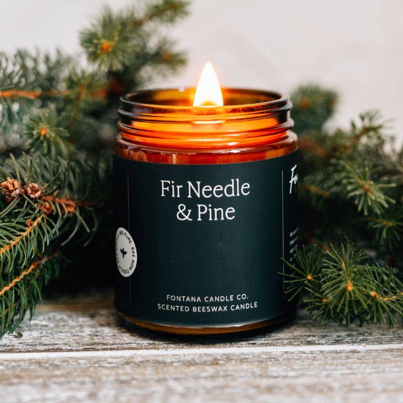 Fontana Candle Co. Fir & Pine Essential Oil Beeswax Jar Candle: Non-Toxic