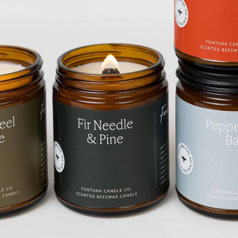 Fontana Candle Co. Fir & Pine Essential Oil Beeswax Jar Candle: Non-Toxic