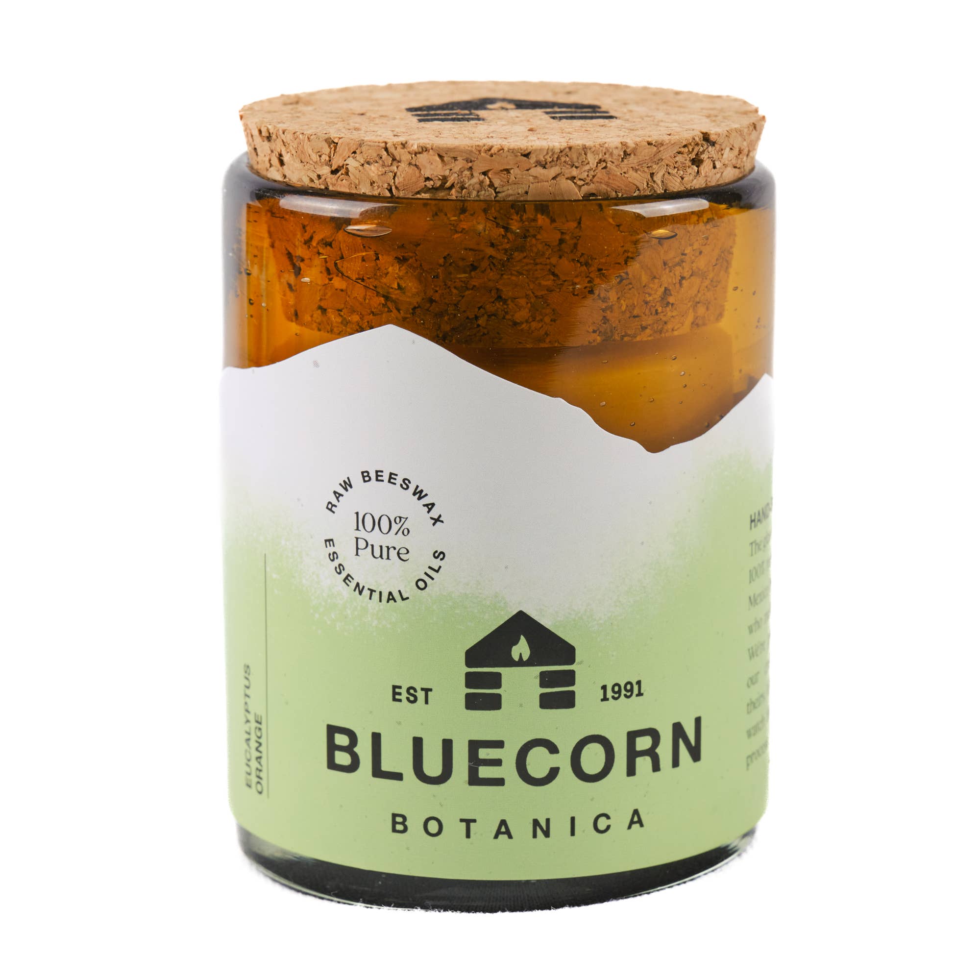 Bluecorn Scented Beeswax Candles - Pure Essential Oils - Blown Glass