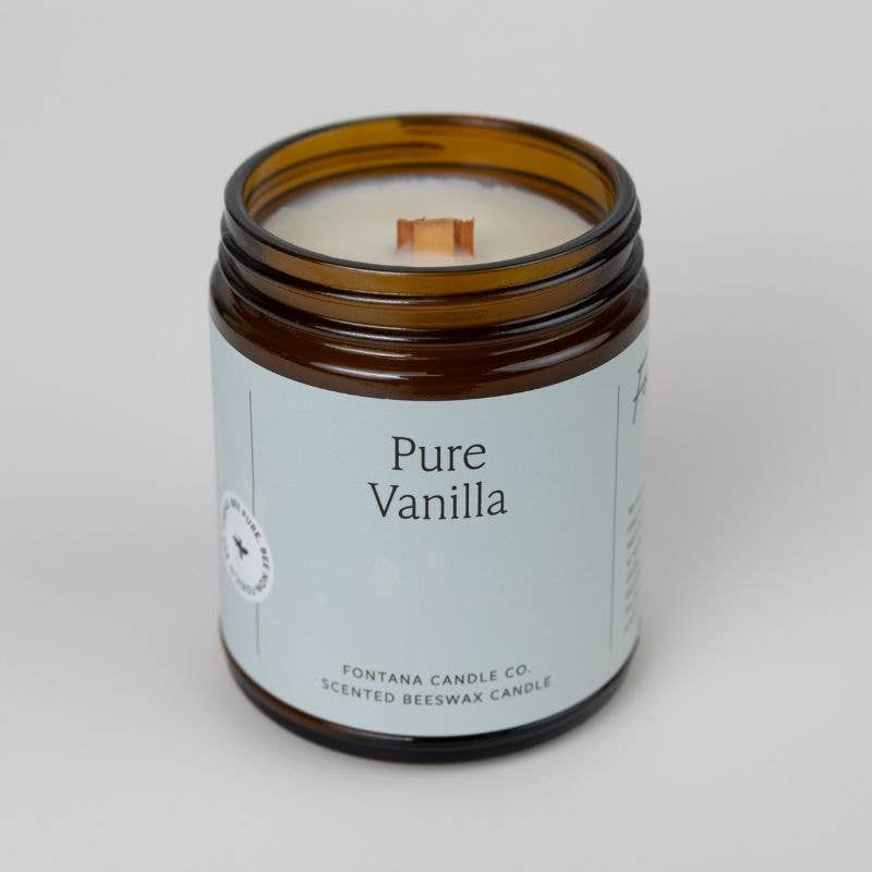Fontana Candle Co. Pure Vanilla Essential Oil Beeswax Jar Candle: Non-Toxic