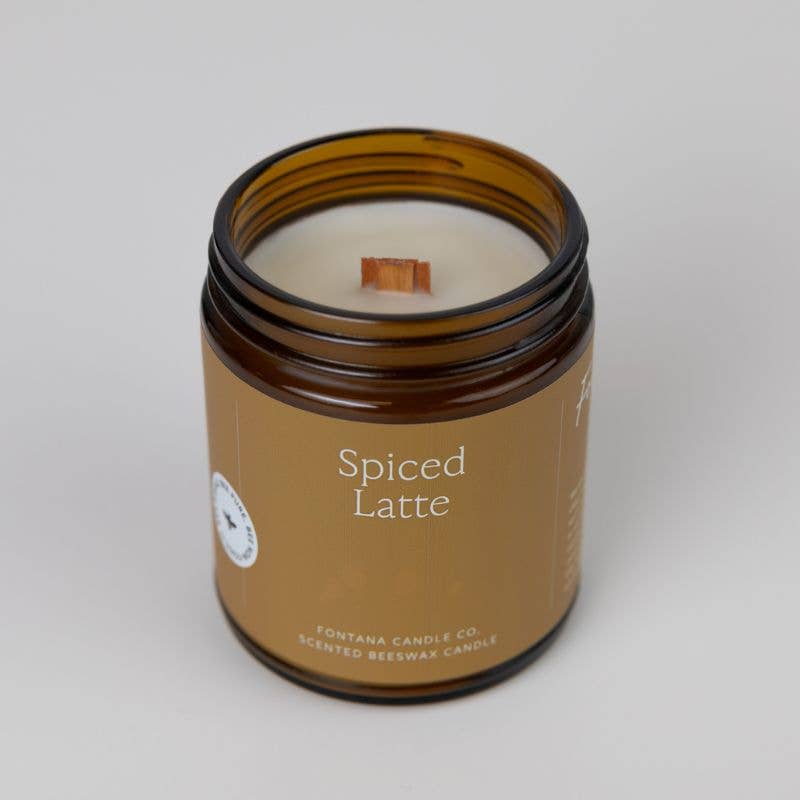 Fontana Candle Co. Spiced Latte Essential Oil Beeswax Jar Candle: Non-Toxic