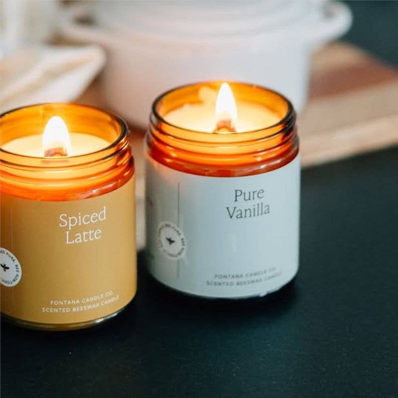 Fontana Candle Co. Pure Vanilla Essential Oil Beeswax Jar Candle: Non-Toxic
