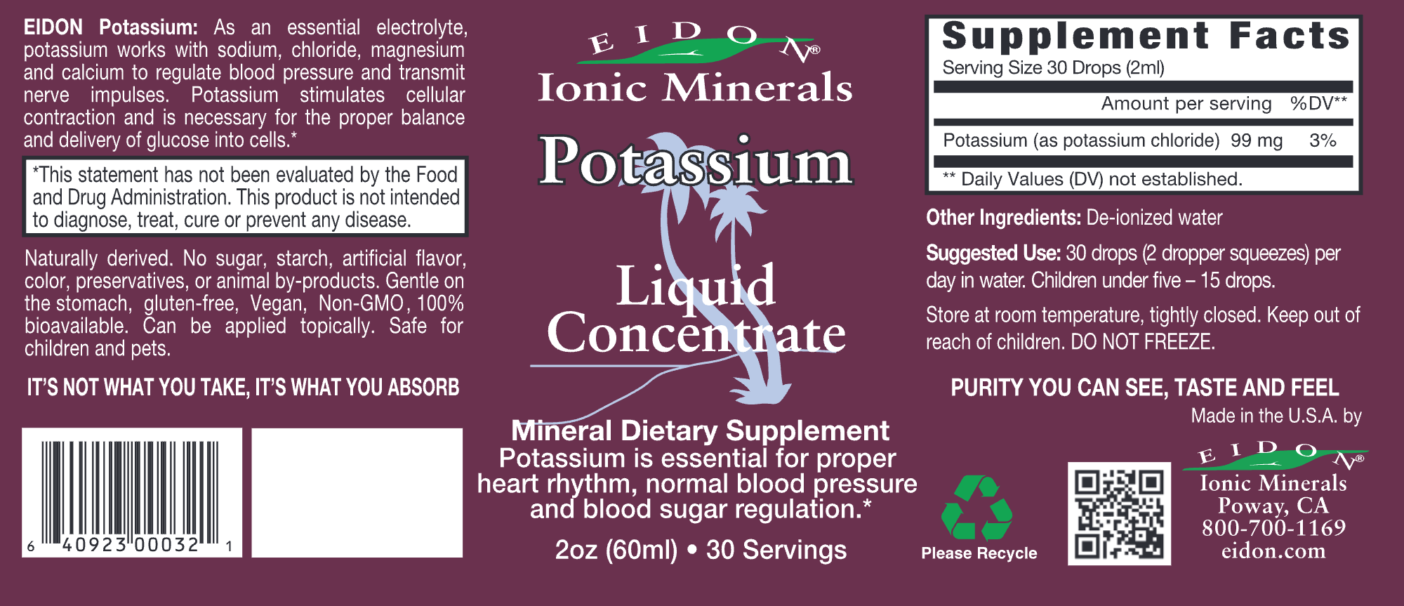 Eidon Ionic Minerals Potassium 2 fl oz (60 ml)