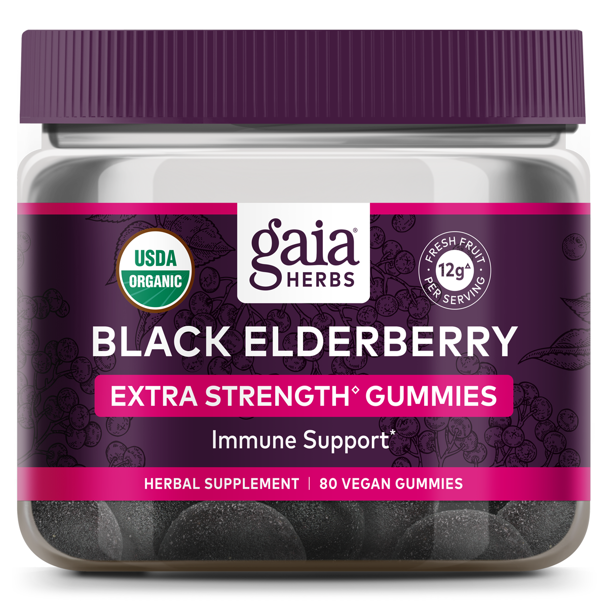 Gaia Black Elderberry Extra Strength Gummies
