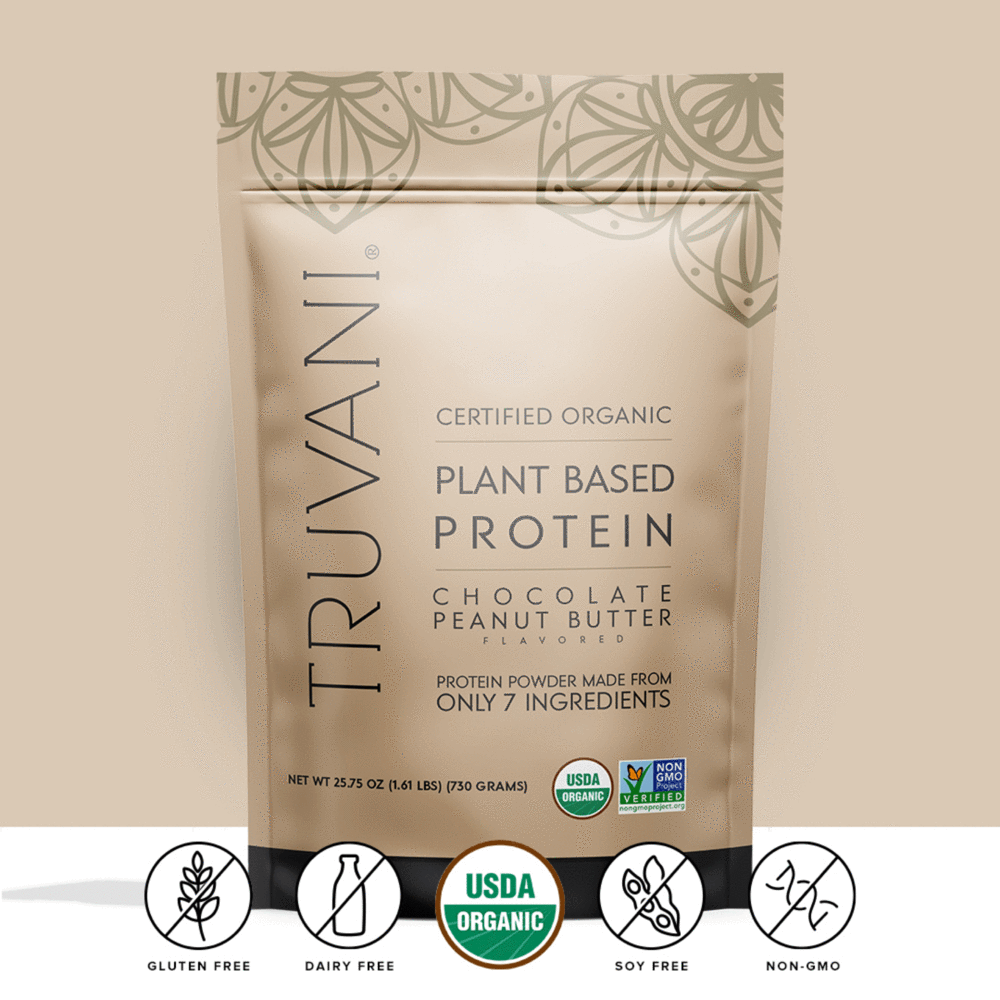 Truvani Chocolate Peanut Butter Organic Plant Based Protein
