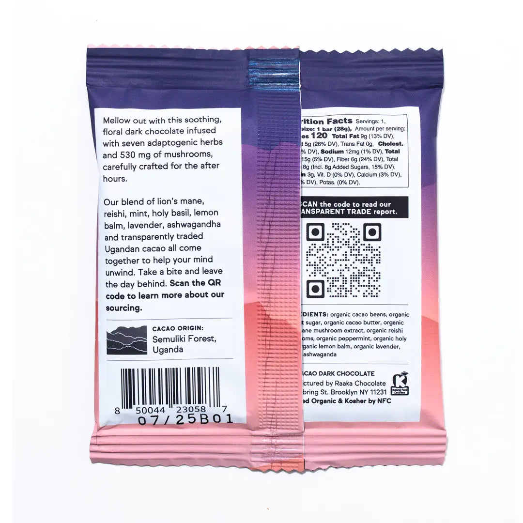 Raaka Mellow Moon Functional Dark Chocolate Bar