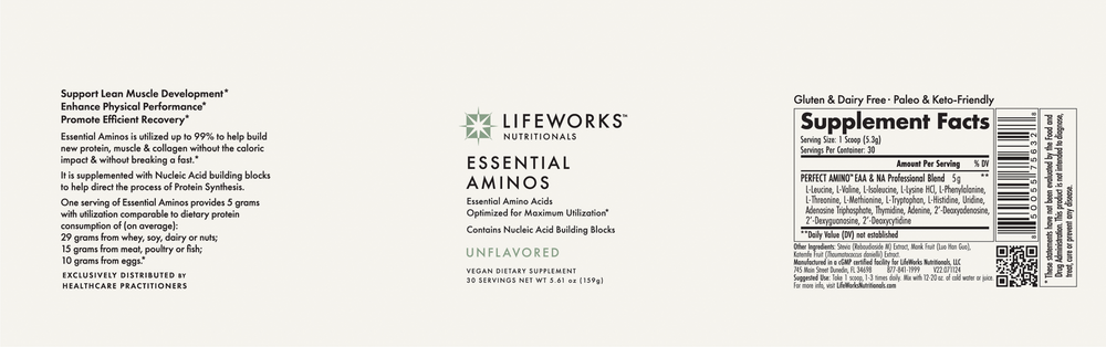 Lifeworks Nutritionals Essential Aminos Unflavored 5.6oz