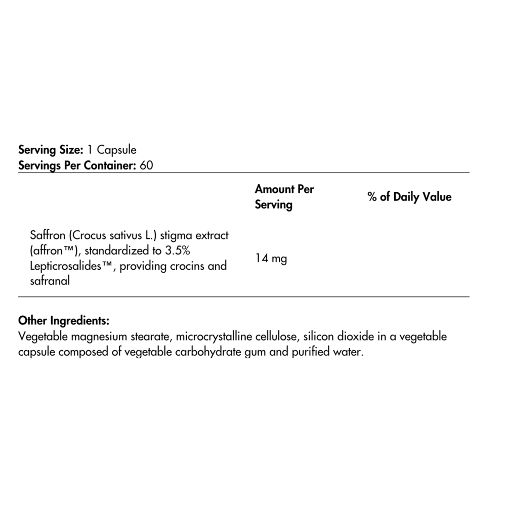 Nutritional Fundamentals for Health Saffron SAP 60 caps