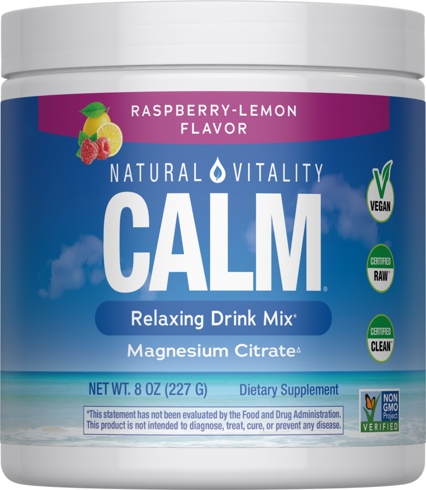 Natural Vitality Calm Magnesium Drink Raspberry-Lemon Flavor Powder (8oz)