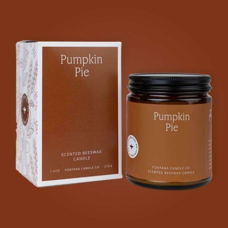 Fontana Candle Co. Pumpkin Pie Essential Oil Beeswax Jar Candle: Non-Toxic
