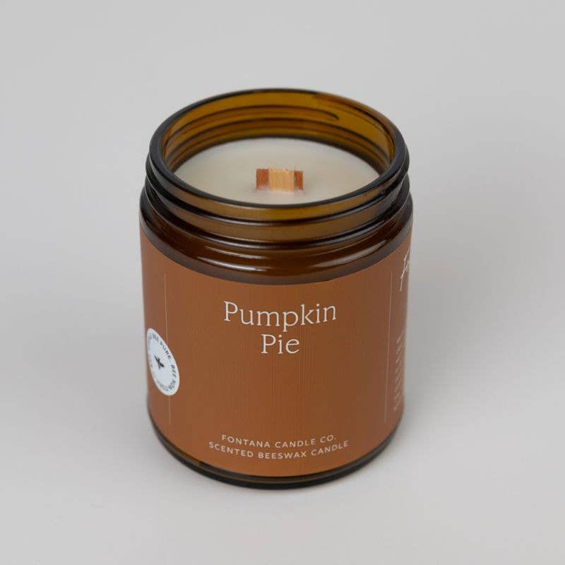 Fontana Candle Co. Pumpkin Pie Essential Oil Beeswax Jar Candle: Non-Toxic