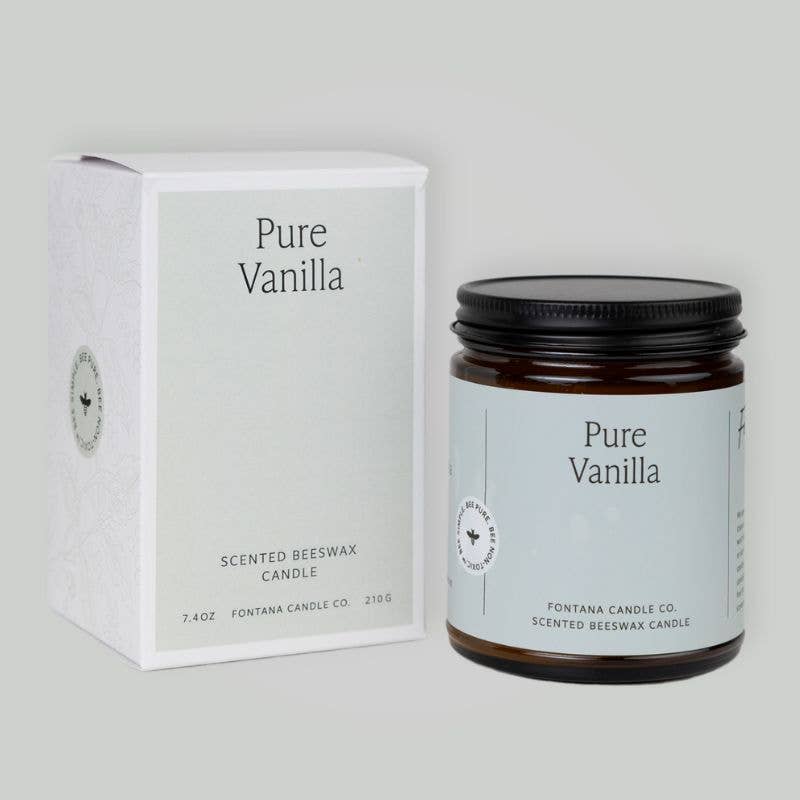 Fontana Candle Co. Pure Vanilla Essential Oil Beeswax Jar Candle: Non-Toxic