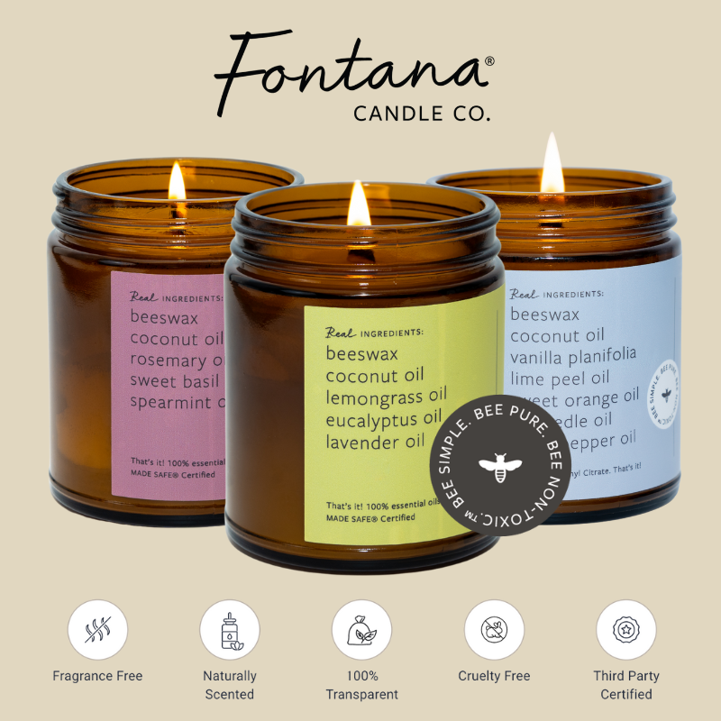 Fontana Candle Co. Fireside Essential Oil Beeswax Jar Candle: Non-Toxic