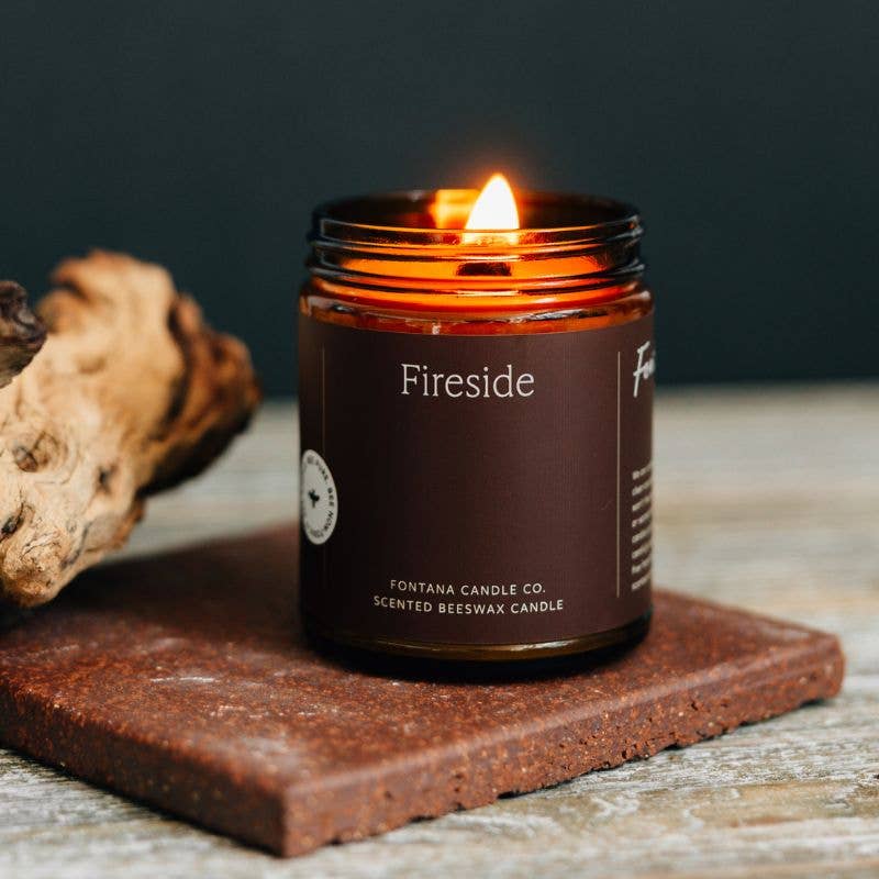 Fontana Candle Co. Fireside Essential Oil Beeswax Jar Candle: Non-Toxic