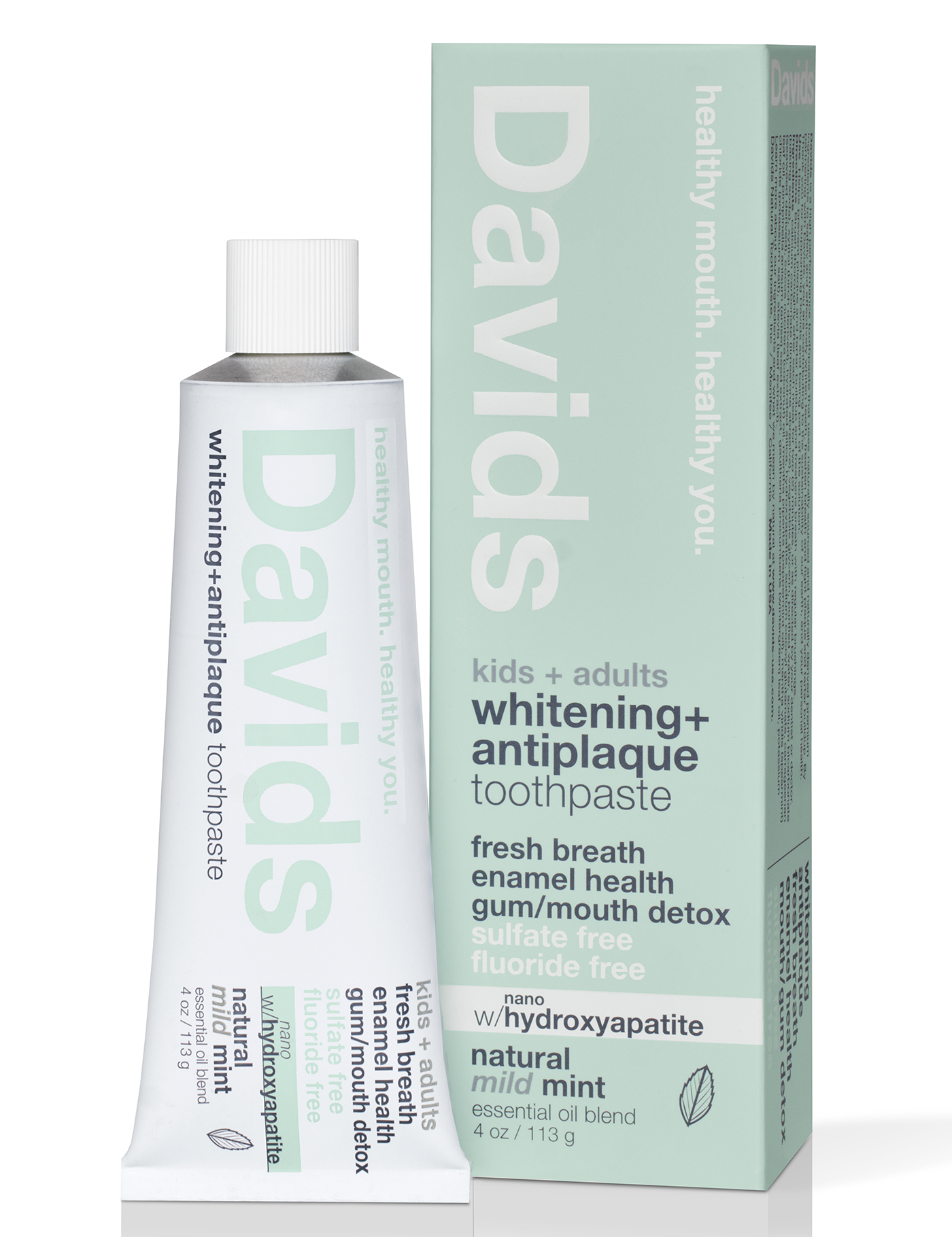 DavidsNatural Toothpaste  kids + adults nano-hydroxyapatite premium toothpaste  /  mild mint / 4 oz