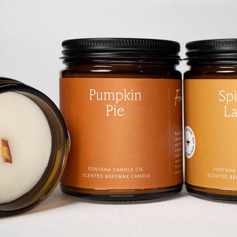 Fontana Candle Co. Pumpkin Pie Essential Oil Beeswax Jar Candle: Non-Toxic