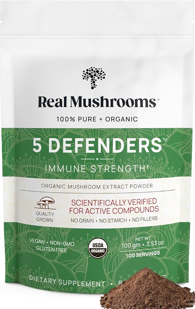 Real Mushrooms "5 Defenders" 100% Pure + Organic