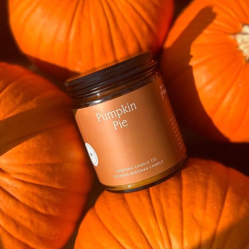 Fontana Candle Co. Pumpkin Pie Essential Oil Beeswax Jar Candle: Non-Toxic