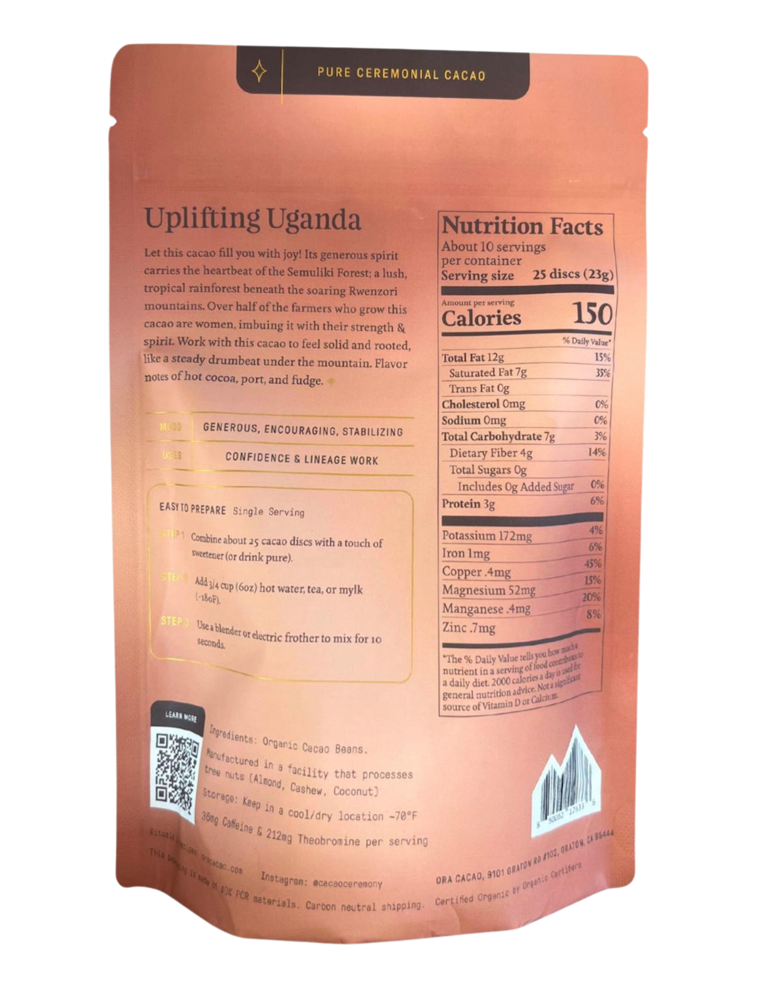 Uplifting Uganda 100% Cacao - Organic Ceremonial Chocolate