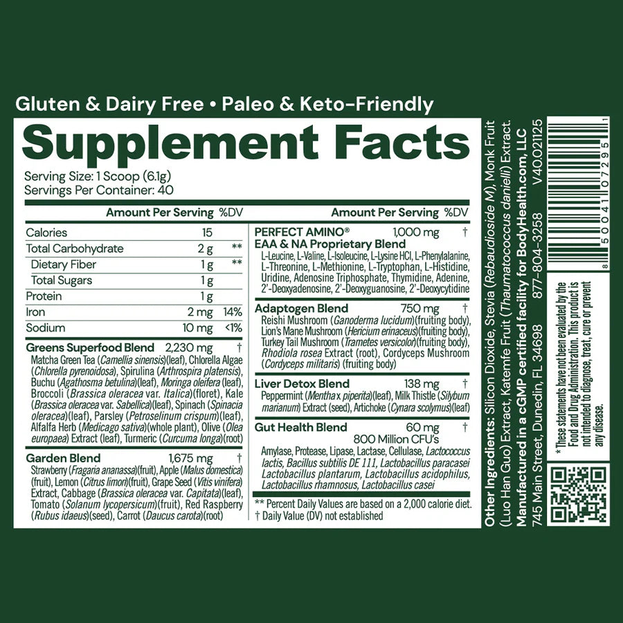 Body Health Perfect Aminos Greens 330.6g
