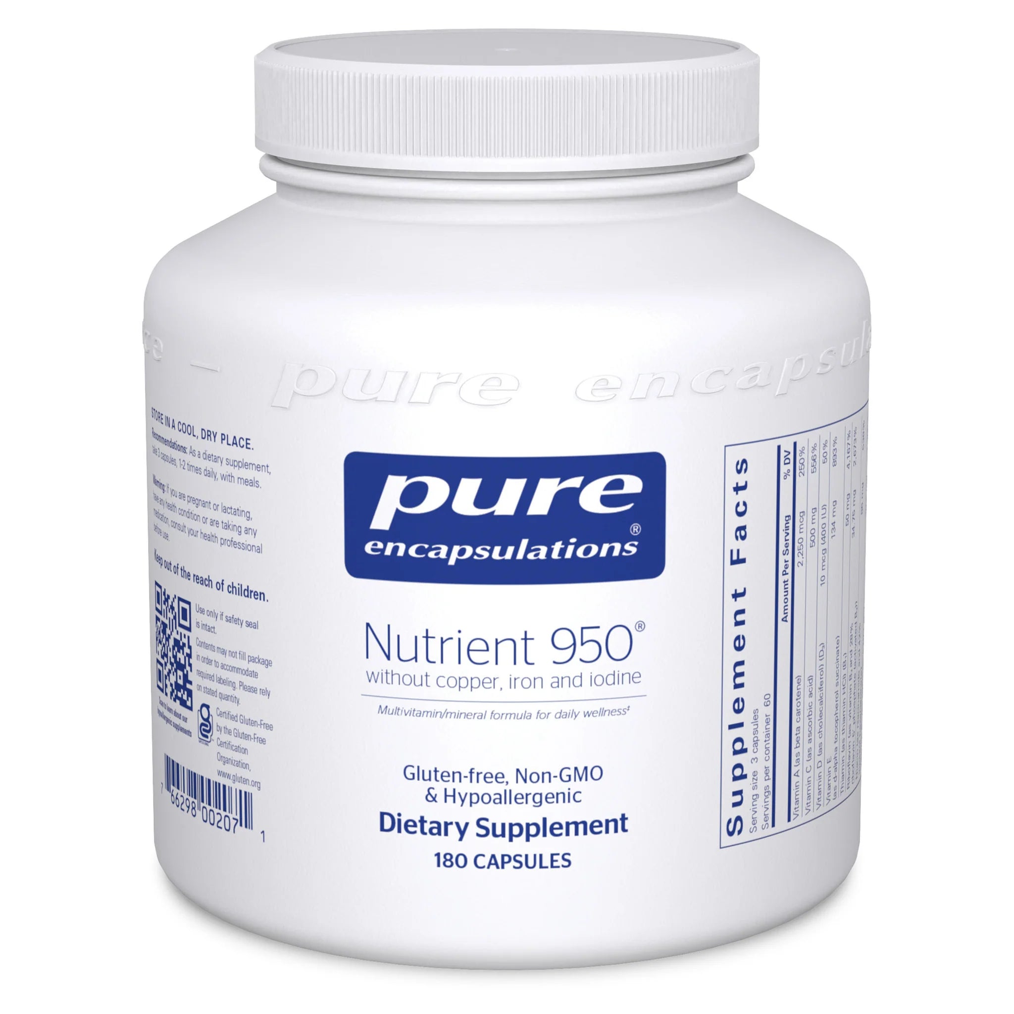 Pure Encapsulations Nutrient 950 without copper, iron & iodine 180 caps