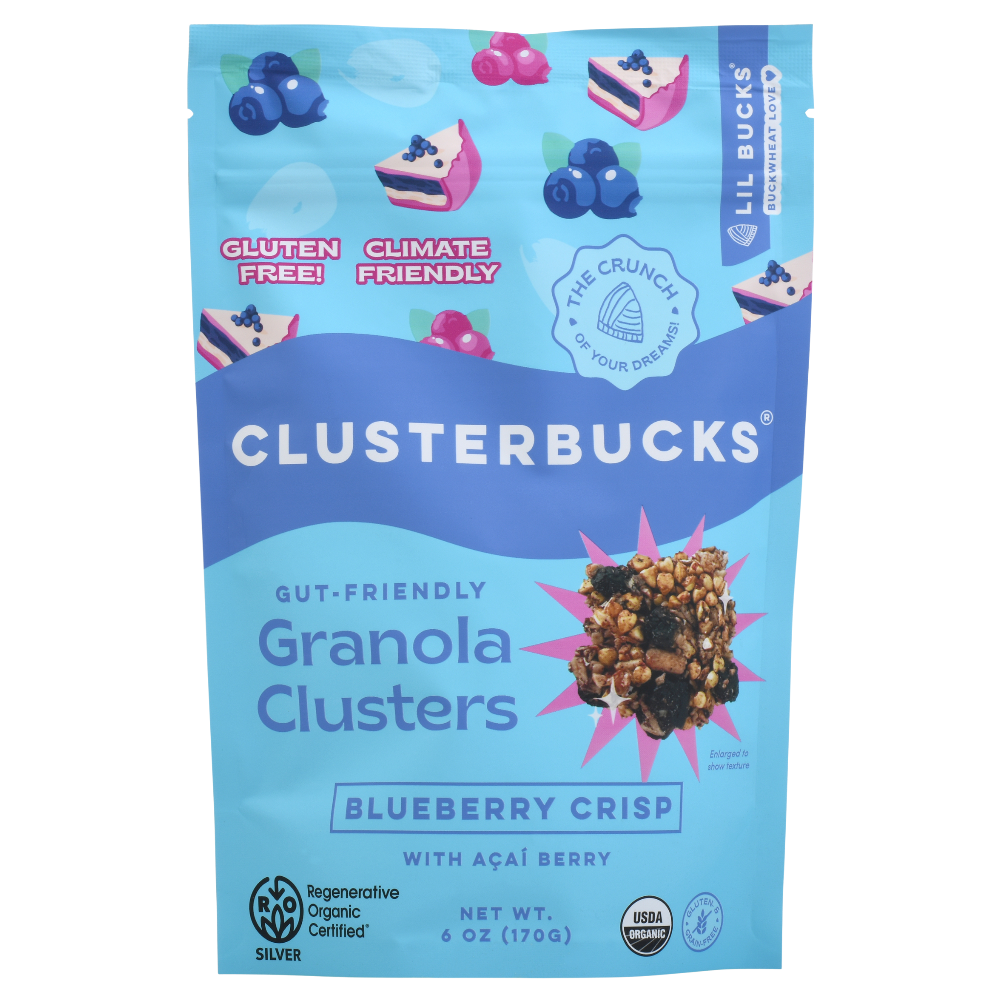 Lil Bucks Clusterbucks Gut Friendly Granola - Blueberry Crisp 6oz