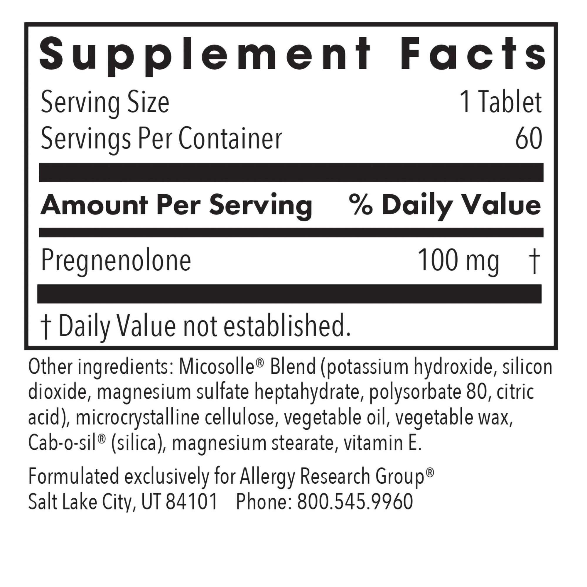 Allergy Research Group Pregnenolone 100mg 60 caps