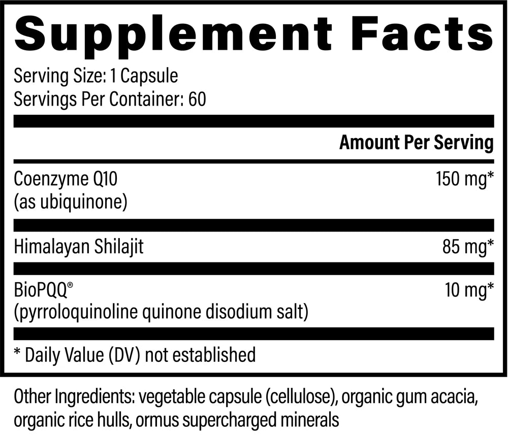 Global Healing CoQ10 and BioPQQ with Shilajit 60 caps