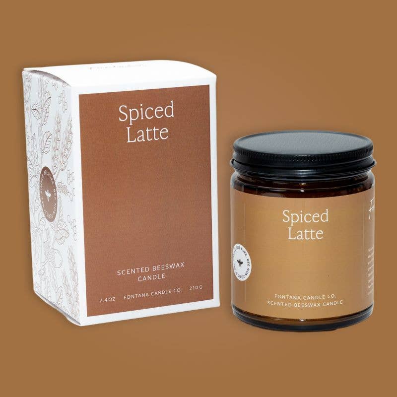 Fontana Candle Co. Spiced Latte Essential Oil Beeswax Jar Candle: Non-Toxic