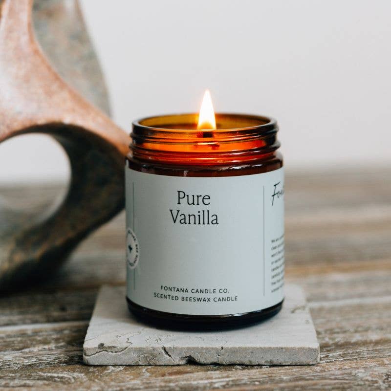 Fontana Candle Co. Pure Vanilla Essential Oil Beeswax Jar Candle: Non-Toxic