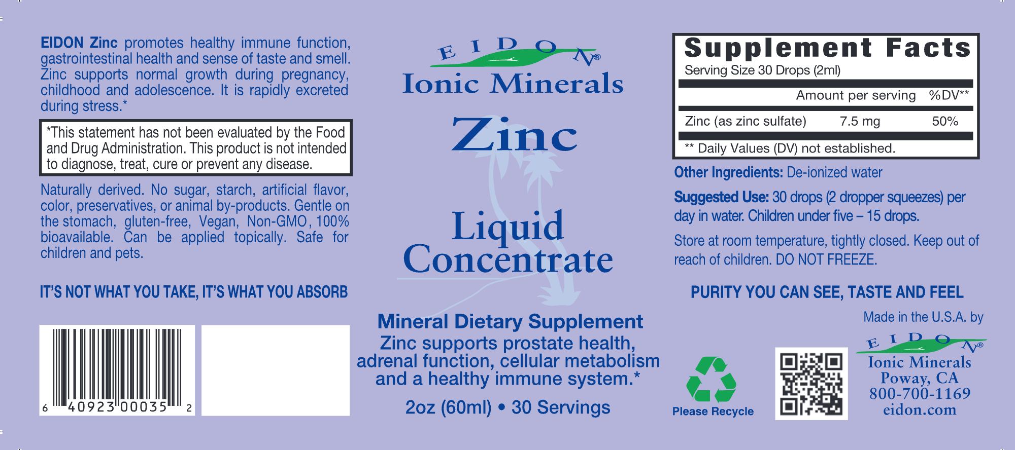 Eidon Ionic Minerals Zinc 2oz